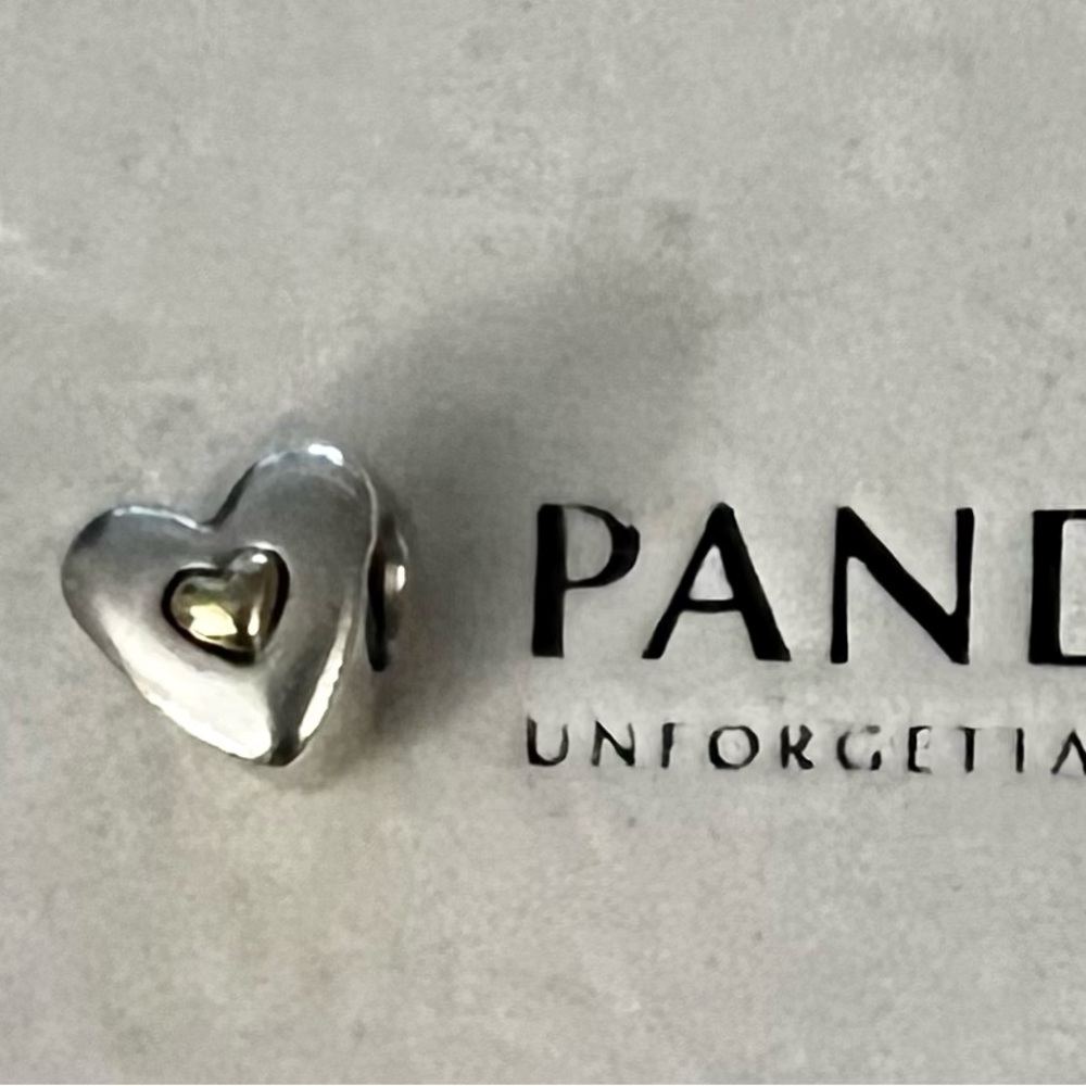 Pandora 14kt gold & silver heart & happy anniversary charm for bracelet
